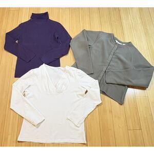 Lot of 3 Eddie Bauer Women Long Sleeves Sz M/P Winter Essentials Sweater & Tops